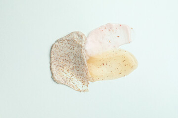 Skin care scrub smears isolated on white background