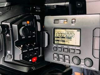 Professional video camera in TV studio