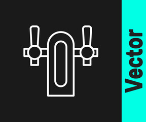 White line Beer tap icon isolated on black background. Vector