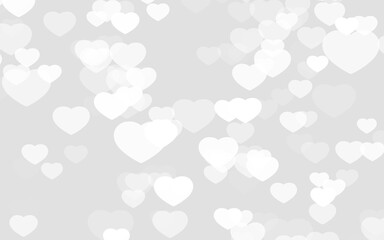 Valentine day white hearts on gray background.