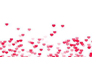 Valentine day pink red hearts on white background.