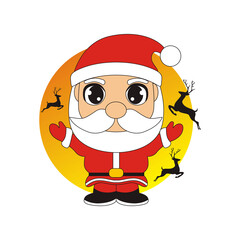 cute santa claus cartoon vector illustration and looks like having fun on christmas eve