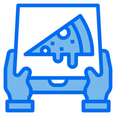 pizza blue line icon