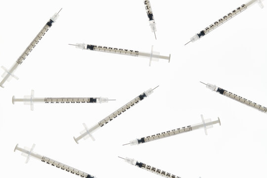 Grouping of Medical Syringes on White 