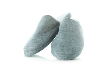 Pair of house slippers isolated on white background