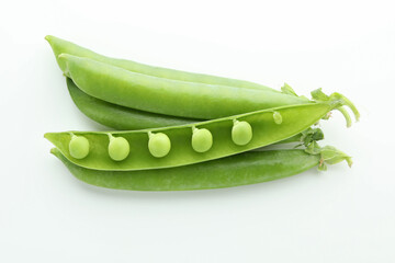 Tasty fresh green pea on white background