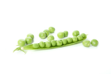 Fresh green pea isolated on white background