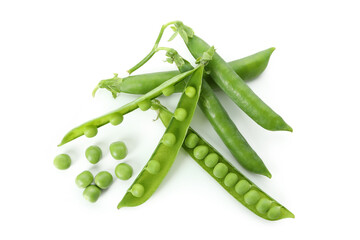 Fresh green pea isolated on white background