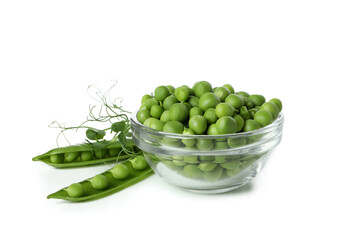 Fresh green pea isolated on white background