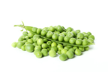 Green pea seeds isolated on white background