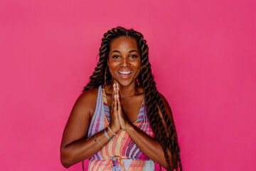 Beautiful smiling Black woman with long twisted hair