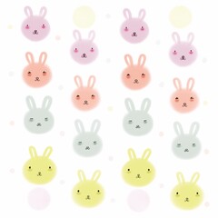 pattern with pink rabbits, orange rabbits, green rabbits and yellow rabbits. Design for fabric,wallpaper,gift wrap and logo.