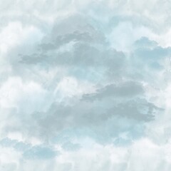 blue sky with clouds hand drawn style