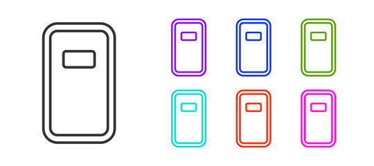 Black line Police assault shield icon isolated on white background. Set icons colorful. Vector