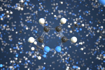 Molecule of pyridazine, conceptual molecular model. Scientific 3d rendering