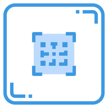 Qr Codr blue line icon