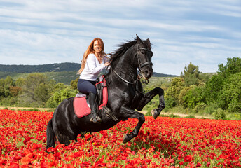 riding girl and horse