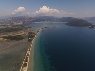 Aerial View Of Famous Tropical Beach Drepanos - Makrigiali In Greece, igoumenitsa city, Epirus
