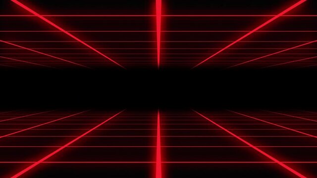 Red grid surface on black background (forward motion)