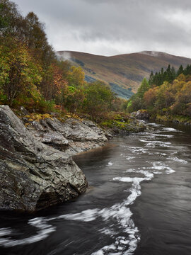 Eas Urchaidh falls along the River Orchy. Glen Orchy, Scotland.