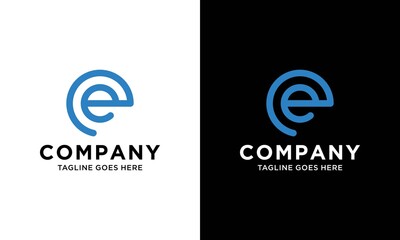 Infinity Line Letters Initial E Logo Design Template