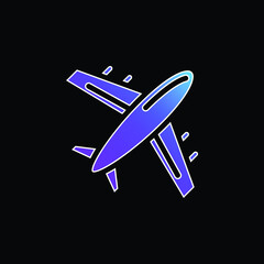 Airplane blue gradient vector icon