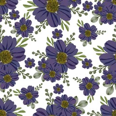Seamless pattern of dark purple flower for fabric design