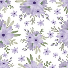 seamless pattern of soft purple bouquet for fabric design