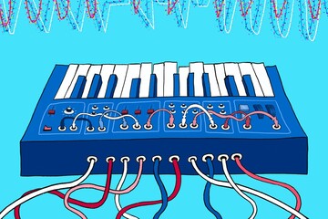 Blue Analog synthesizer illustration