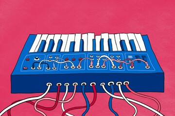 Blue synthesizer illustration