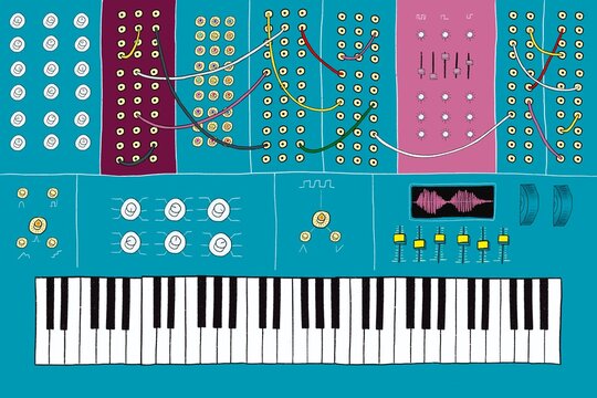 Blue Analog synthesizer illustration