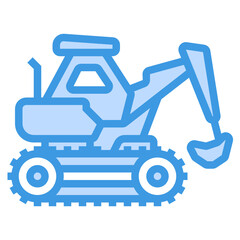 Excavator blue line icon