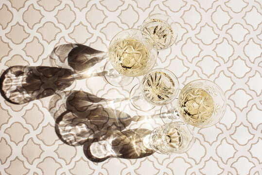 Crystal Wine Glasses in Sunlight