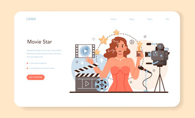Movie star web banner or landing page. Actor and actress concept
