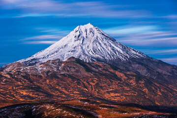 World popular tourist destination, Kamchatka Peninsula, Russia. Vilyuchik, also known as Vilyuchinsky is a stratovolcano in the southern part of the Kamchatka Peninsula, Russia. 