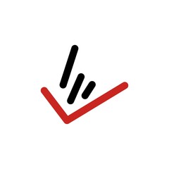 check mark rock metal hand finger gesture logo vector icon illustration