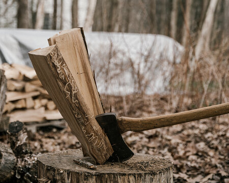 Action Shot of Chopping Wood