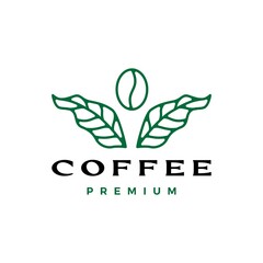 coffee bean leaf plant logo vector icon illustration