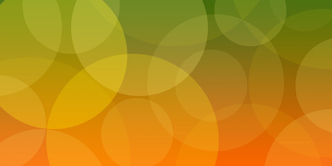 Blurred circles stacked on top of green and orange background, template, banner, copy space