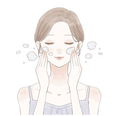 クレンジング・洗顔をする女性