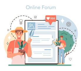 Florist online service or platform. Floral designer making bouquet