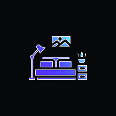 Bedroom blue gradient vector icon