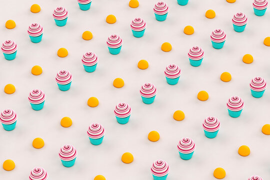 a pattern of pink and white Cupcakes