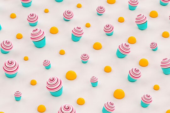 pink Cupcakes and orange balls