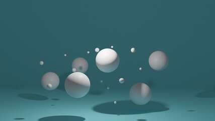 White balloons on a blue background. 3d illustration render