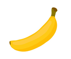 Ripe banana on a white background. Cartoon. Vector illustration.