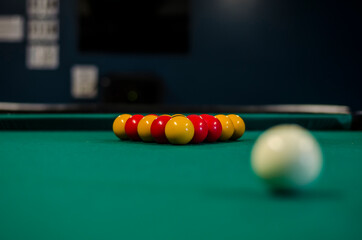 pool table with balls