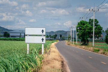 Sings on the road with blue sky 