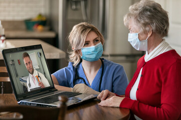 Health: Nurse Instructs Senior On Virtual Health Visit