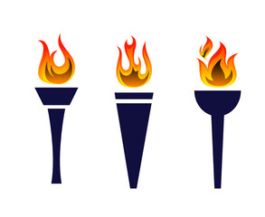 abstract torch Collection Blue design icon illustration with White Background